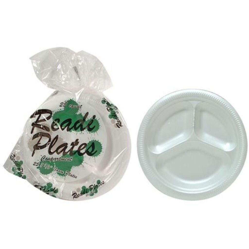 FOAM READI PLATE 3 COMPARTMENT 25 CT