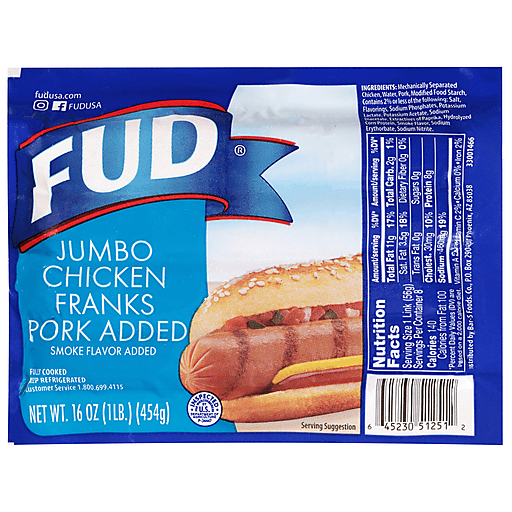 FUD CHICKEN PORK FRANKS 16 OZ