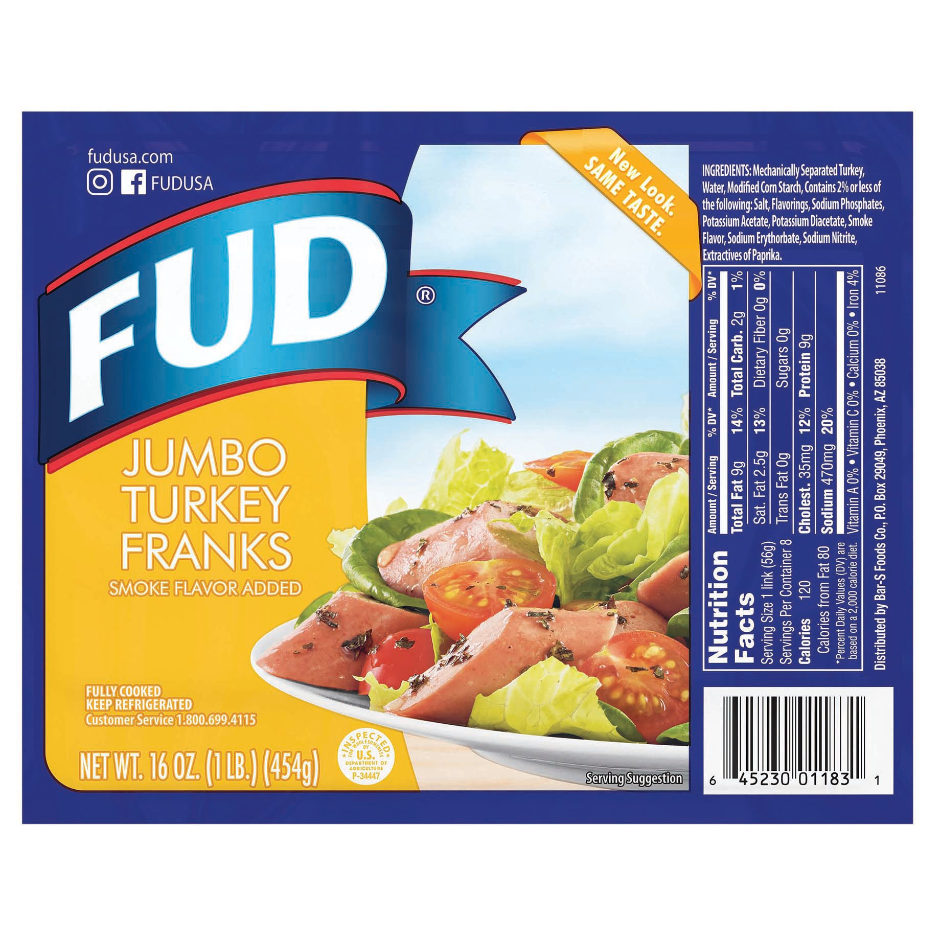 FUD TURKEY FRANKS JUMBO 16 oz.: imagen 1