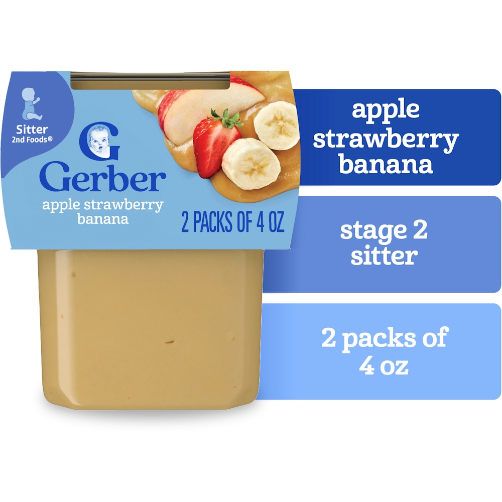 GERBER 2ND APPLE STRWBRY BAN 2PK 4OZTUBS: imagen 1