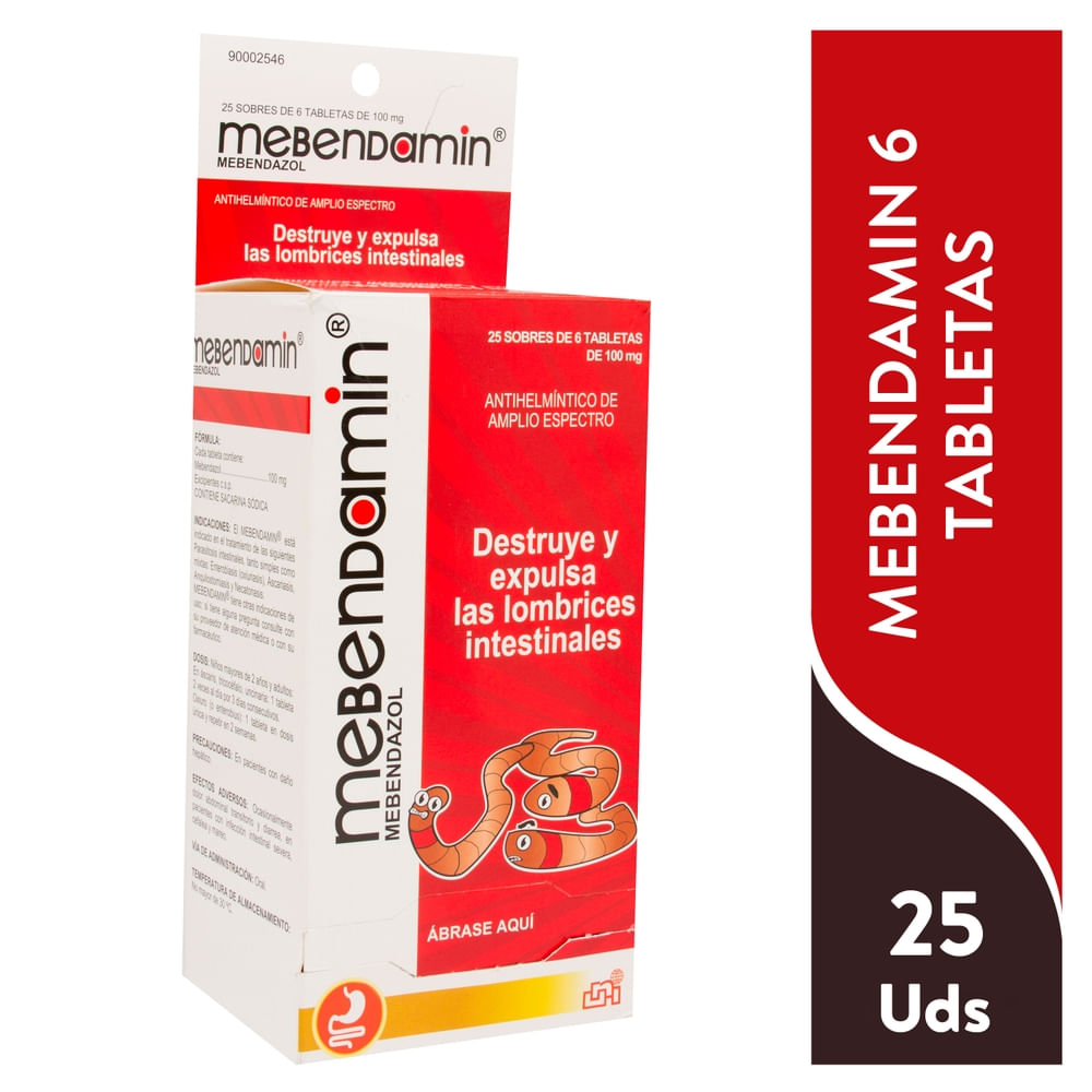 MEBENDAMIN MEBENDAZOL DISPLAY 6 CT: imagen 1