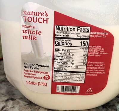 NATURE{S TOCUH WHOLE MILK 1 GALLON