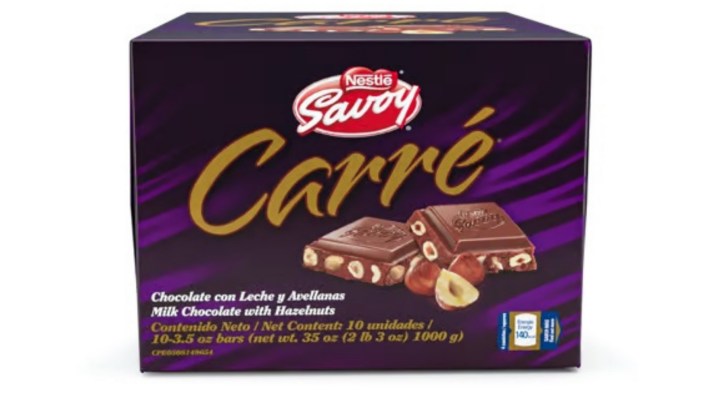 SAVOY CARRE LECHE AVELLANA 10 CT/100 GR