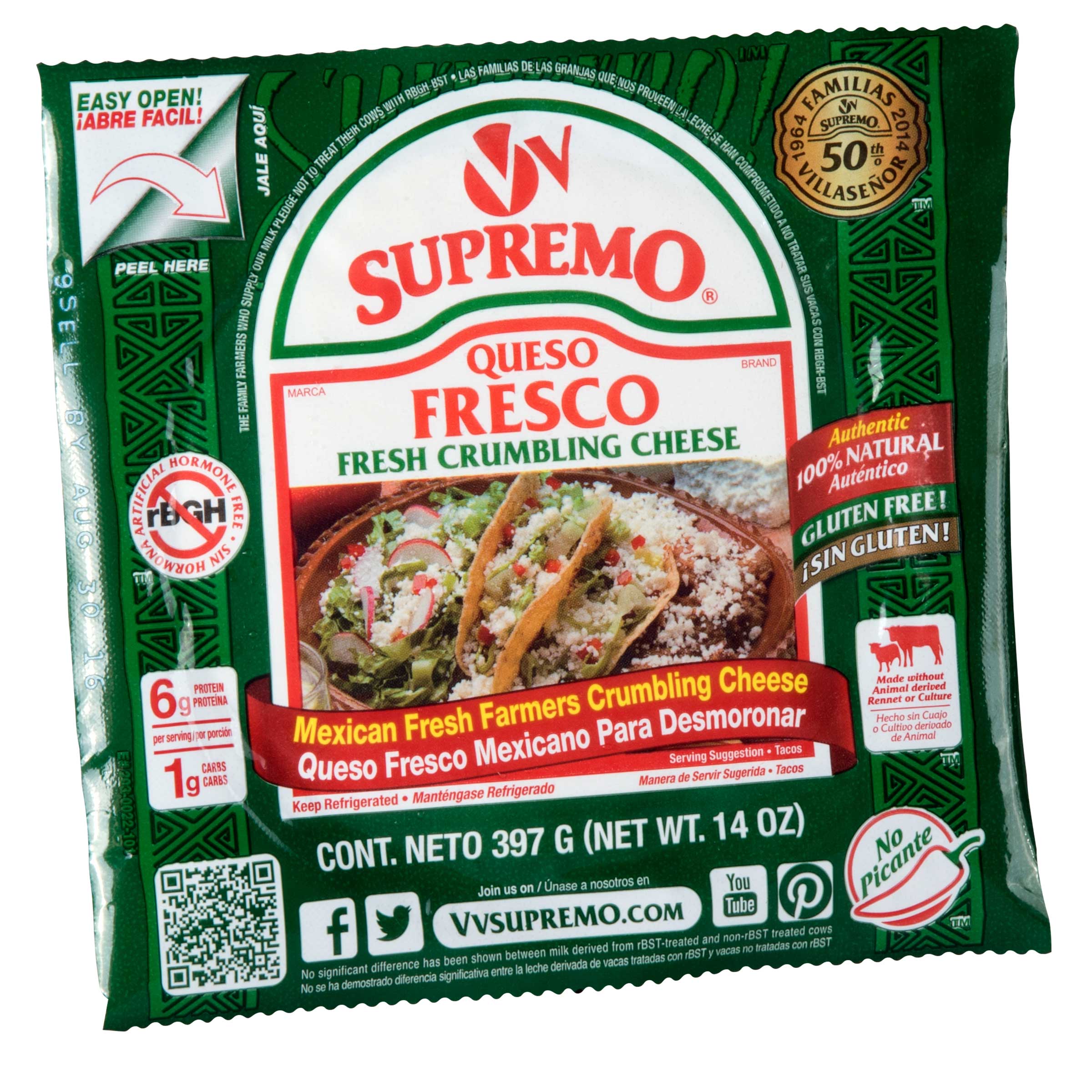V&V FRESCO SUPREMO QUESO 12/14 OZ - QVV215: imagen 1