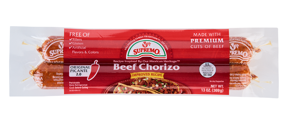 V&V SUPREMO BEEF CHORIZO HOT 12/14 OZ - QVV201: imagen 1